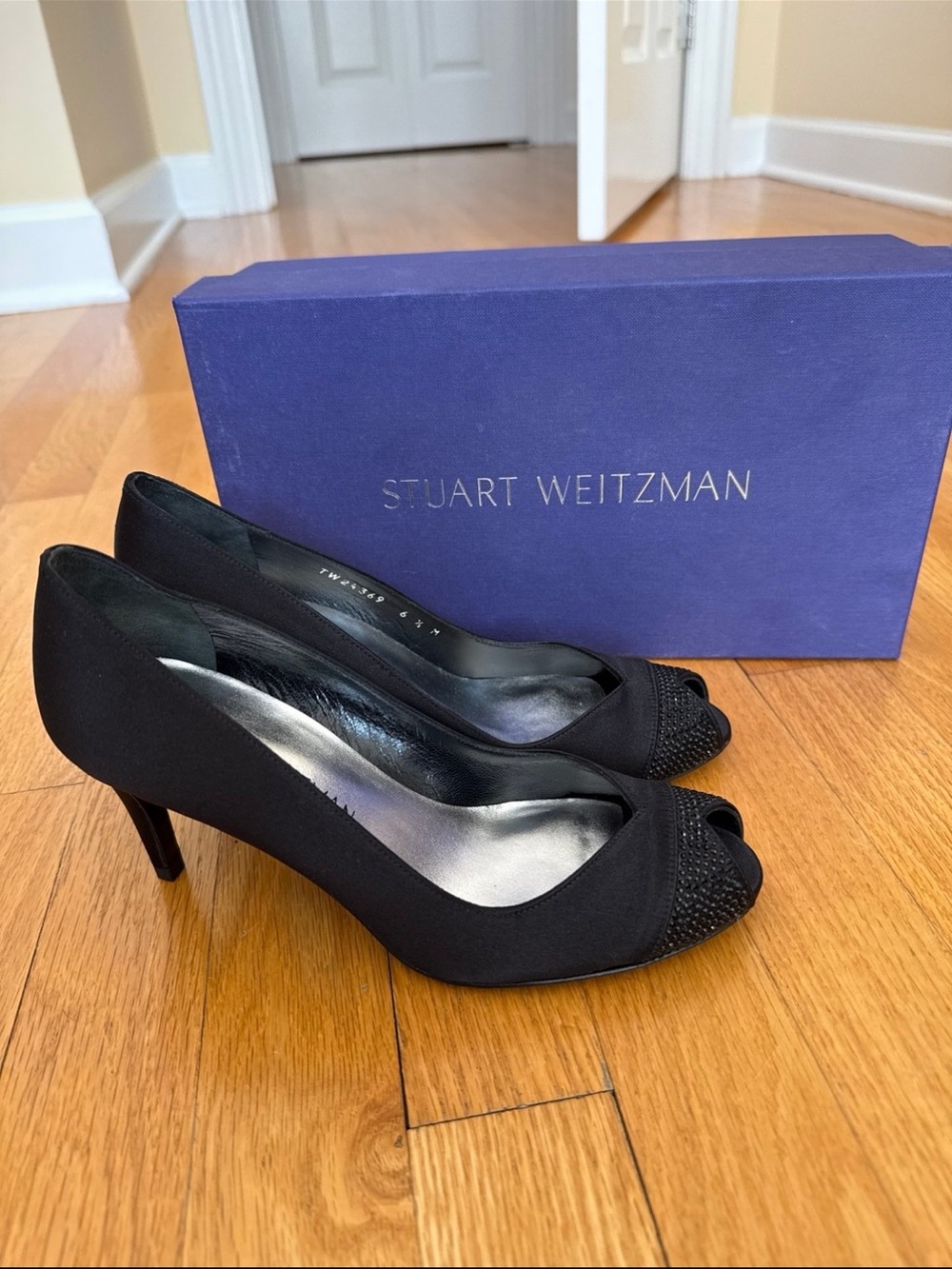 Stuart Weitzman Black Peep-Toe Heels | New in Box